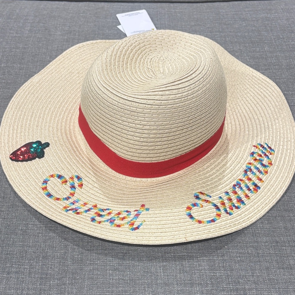 Charming Kids Straw Hat with Red Band